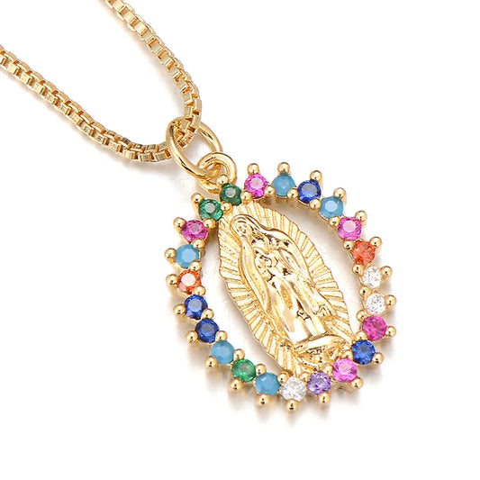 Colorful Virgin Mary Necklace